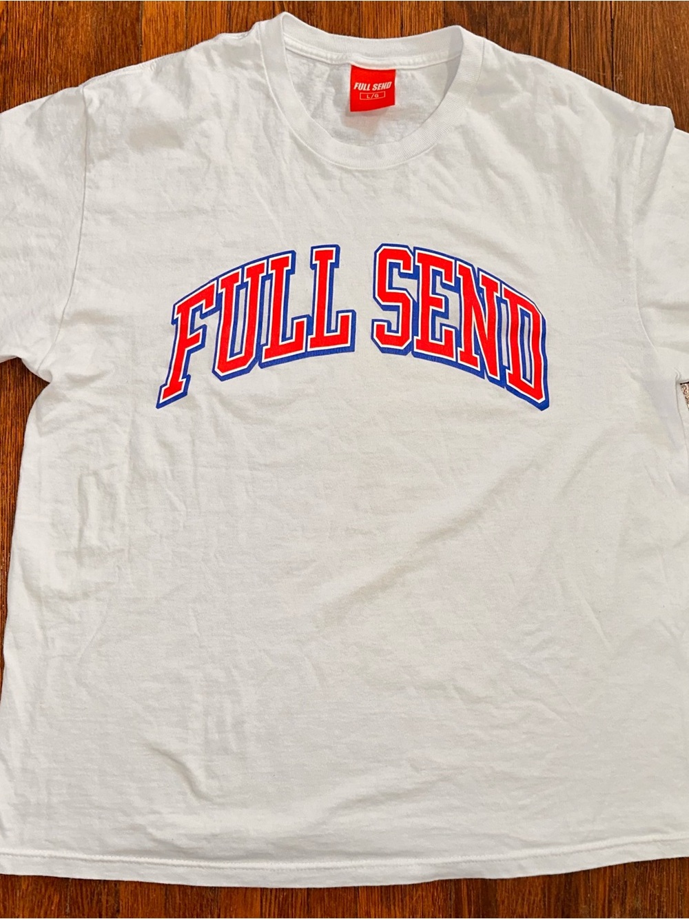 Men’s Large Full Send By Nelk Boys White Graphic Short Sleeve Shirt